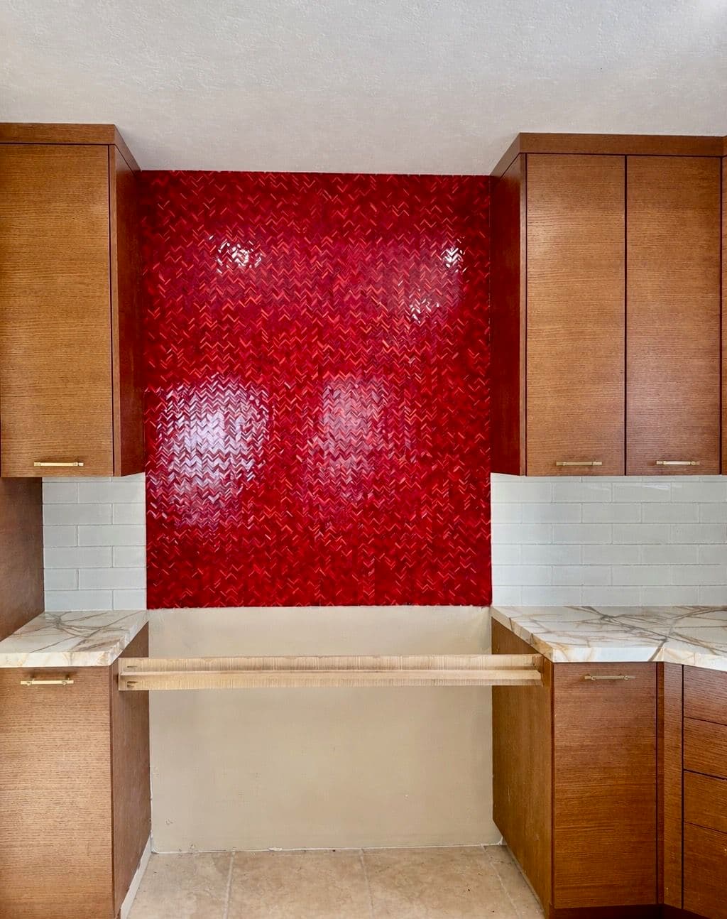 Project A Bold Kitchen Makeover with Red Herringbone Flair image